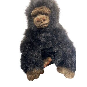 Vintage Applause Plush Gorilla Stuffed Animal Toy Sitting Realistic Brown Black